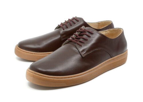 Męskie półbuty skórzane Nikson w kolorze czekoladowego brązu na miodowej szytej podeszwie R. Karoń