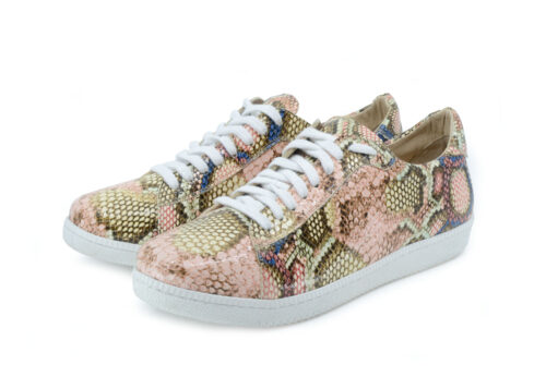 Półbuty skórzane R/D/PYTON z egzotycznym wzorem pytona na szytej podeszwie kauczukowej R. Karoń