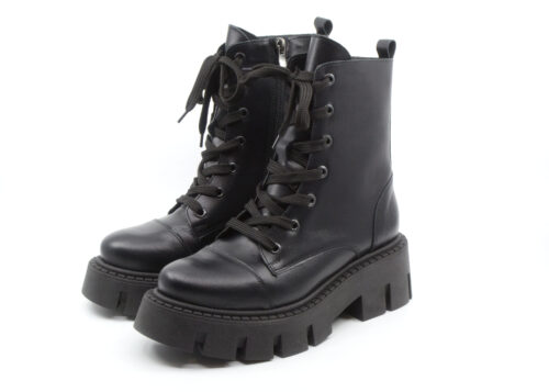 Czarne męskie trapery Alaska/m ze skóry licowej 1,3 mm na grubym obcasie R. Karoń