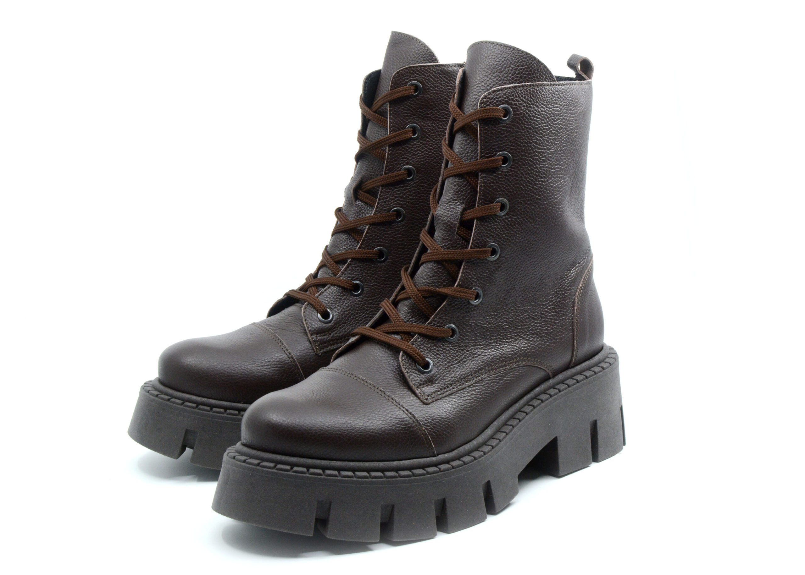 Czekoladowe męskie trapery Alaska/p ze skóry licowej 1,3 mm na grubym obcasie R. Karoń