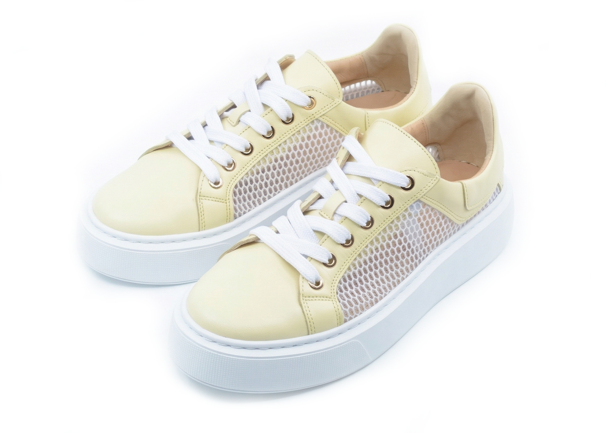 Sneakersy Damskie Model R3/D - cytryna + siatka - obrazek 2