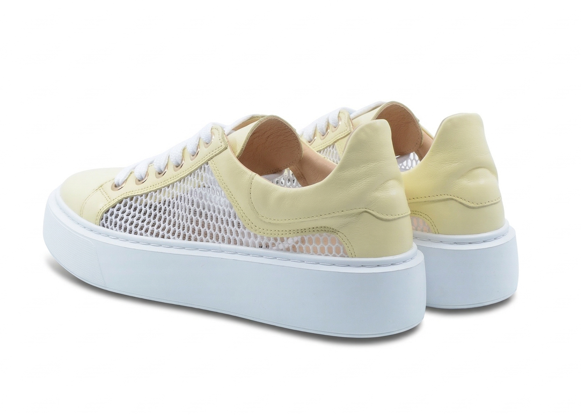 Sneakersy Damskie Model R3/D - cytryna + siatka - obrazek 4